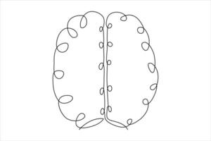 Continuous one line drawing of human brain. Hand drawn minimalism style. brain line art vector illustration