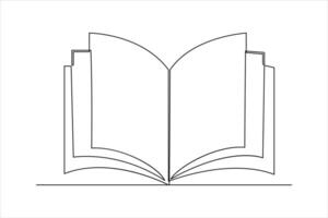 Continuous one line drawing of a book icon. outline vector illustration