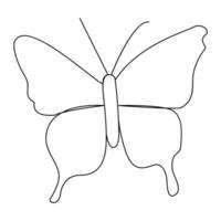 Continuous one line butterfly outline vector isolated on white background. Vector Illustration