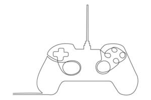 Continuous one line drawing of game stick. Joystick gaming controller. outline vector illustration.