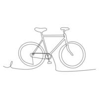 Continuous one line bycycle outline on a white background vector art illustration