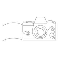 Continuous one line drawing hd photo camera outline vector illustration.