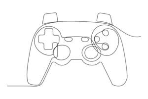 Continuous one line drawing of game stick. Joystick gaming controller. outline vector illustration.