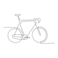 Continuous one line bycycle outline on a white background vector art illustration