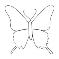 Continuous one line butterfly outline vector isolated on white background. Vector Illustration