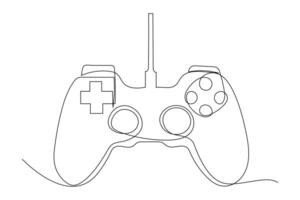 Continuous one line drawing of game stick. Joystick gaming controller. outline vector illustration.