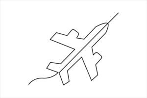 Continuous one line Airplan icon outline vector art illustration