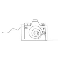 Continuous one line drawing hd photo camera outline vector illustration.