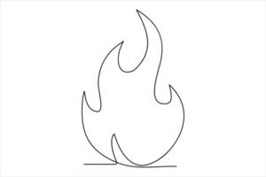 Continuous one line drawing fire art Vector illustration of white background