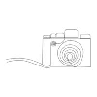 Continuous one line drawing hd photo camera outline vector illustration.