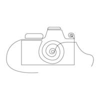 Continuous one line drawing hd photo camera outline vector illustration.