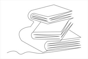 Continuous one line drawing of a book icon. outline vector illustration