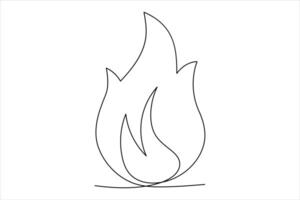 Continuous one line drawing fire art Vector illustration of white background