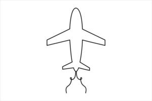 Continuous one line Airplan icon outline vector art illustration