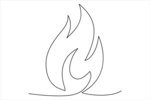 Continuous one line drawing fire art Vector illustration of white background