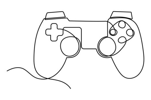 Continuous one line drawing of game stick. Joystick gaming controller. outline vector illustration.