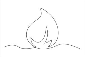 Continuous one line drawing fire art Vector illustration of white background