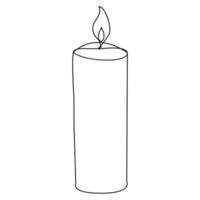 Burning fire candle continuous one line drawing vector isolated on white. Vector illustration.