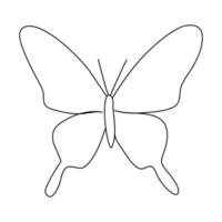 Continuous one line butterfly outline vector isolated on white background. Vector Illustration