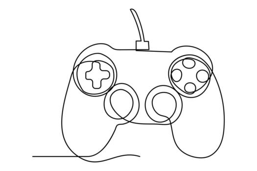 Continuous one line drawing of game stick. Joystick gaming controller. outline vector illustration.