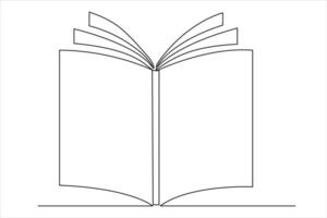 Continuous one line drawing of a book icon. outline vector illustration