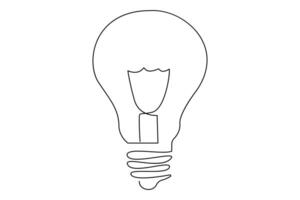 Light bulb isolated on white light bulb one line outline vector art illustration