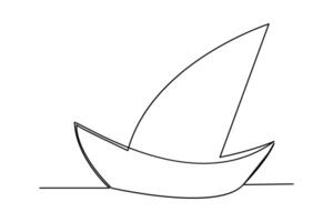 Continuous one line drawing paper boat outline vector art illustration