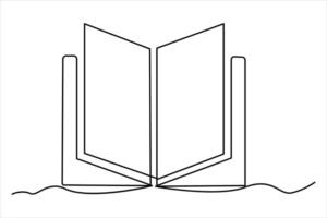 Continuous one line drawing of a book icon. outline vector illustration