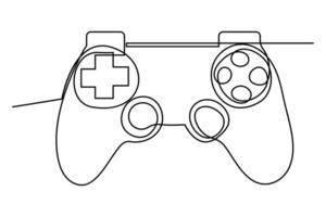 Continuous one line drawing of game stick. Joystick gaming controller. outline vector illustration.