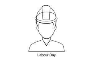 Continuous one line drawing labor day concept with lettering labour day isolated on white background.outline vector art illustration