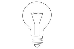 Light bulb isolated on white light bulb one line outline vector art illustration