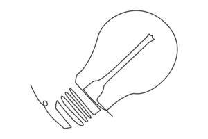 Light bulb isolated on white light bulb one line outline vector art illustration