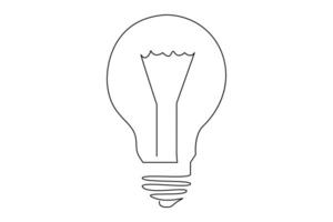 Light bulb isolated on white light bulb one line outline vector art illustration