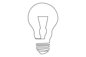 Light bulb isolated on white light bulb one line outline vector art illustration