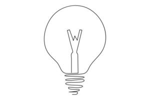 Light bulb isolated on white light bulb one line outline vector art illustration