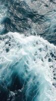 AI generated Sea waves crash in the wild open ocean captivating aerial view photo