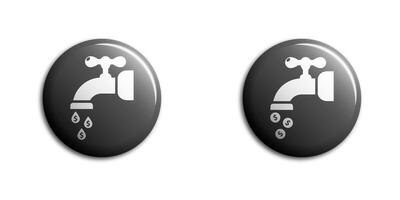 Save water icon - save money icon. Water drops in the form of money dripping from a faucet. Water tap with coin inside water drop. Flat vector illustration.