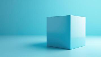 AI generated Abstract 3d render of a blue cube on a blue background photo