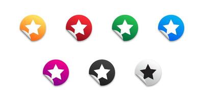 Set of color stickers with star icon. Flat vector illustration.