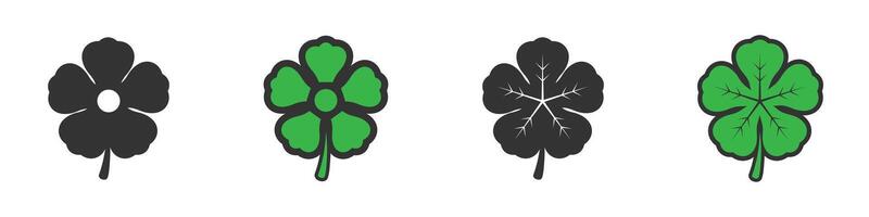 Shamrock icon set. Vector illustration.