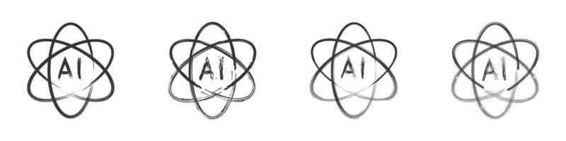 Hand drawn artificial intelligence atom icon. Vector illustration.