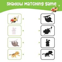 Matching shadow game for children. Find the correct shadow. Worksheet for kid. Printable activity page for kids. Learning Game vector