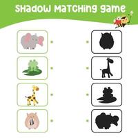 Matching shadow game for children. Find the correct shadow. Worksheet for kid. Printable activity page for kids. Learning Game vector