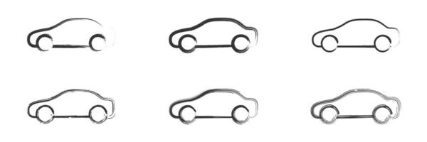 Hand drawn linear car icon set. Vector illustration.