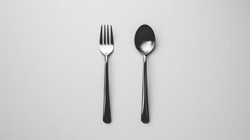 ai generado elegante acero tenedor y cuchara aislado en un blanco antecedentes foto