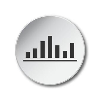 Chart icon on a round button with shadow. Vector illustration.