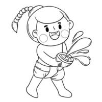 Thai kid play with water on Songkran day vector