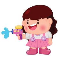 Thai kid play with water on Songkran day vector