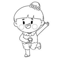 Thai kid play with water on Songkran day vector