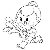 Thai kid play with water on Songkran day vector